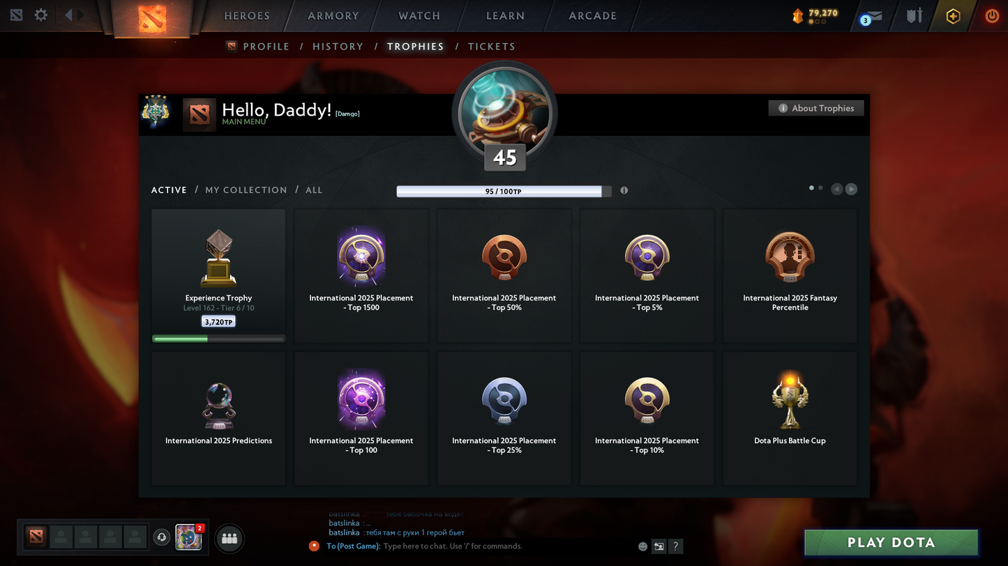 Archon IV | MMR: 2537 - Behavior: 9367 | 3 Arcanas: Juggernaut, Crystal Maiden, Rubick | Some Immortals | Full Access | Mainpool | Trophy Level 45