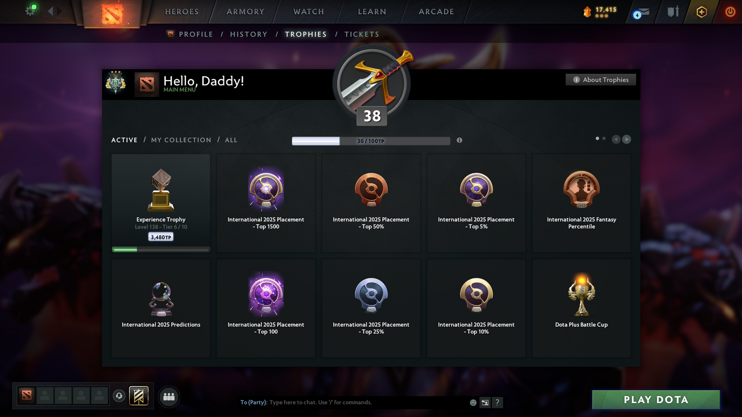 Archon III | MMR: 2537 - Behavior Score: 8786 | Shadow Fiend Arcana | Necro Immortals | Some Sets Inside | Mainpool Account | Trophy Level: 38