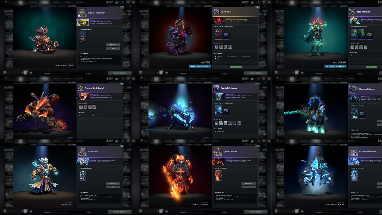 Archon V | MMR: 2921 - Behavior: 12000 | Battlepass: TI6, TI7, TI10, TI11 | 16,722 Hours Played & 10,180 Matches Played | 10 Exclusive Arcanas | 6 Latest Personas | Tons of Collector's Cache and Items | Trophy Level: 613 | Full Access