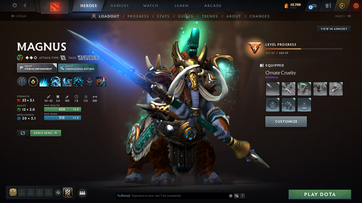 Legend V | MMR 3609 | Conduct: 10510 | 2 Arcanas: Pudge & Zeus | Anti Mage Latest Persona + Recent Cache Sets| Very Exclusive Account!!