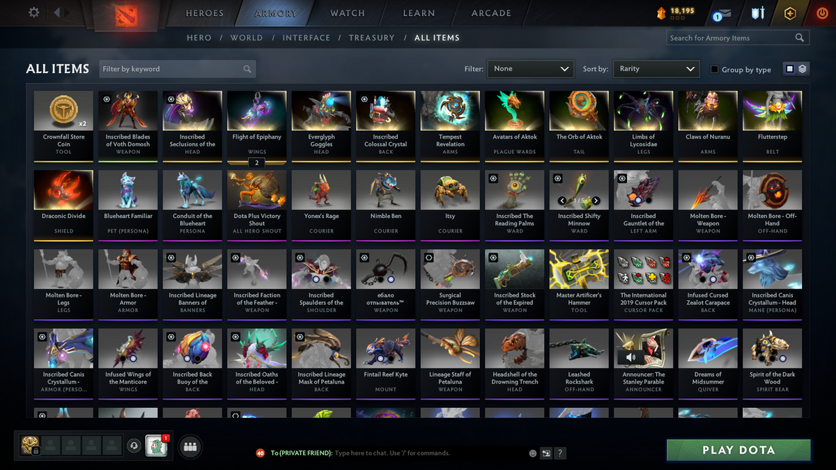 Herald IV | MMR: 344 - Behavior Score: 7651 | 5564 Hours Played | Legion Commander Arcana | Crystal Maiden Latest Persona | Recent Cache Sets | Many Immortals Inside | Mainpool | Trophy Level: 241 | Full Access