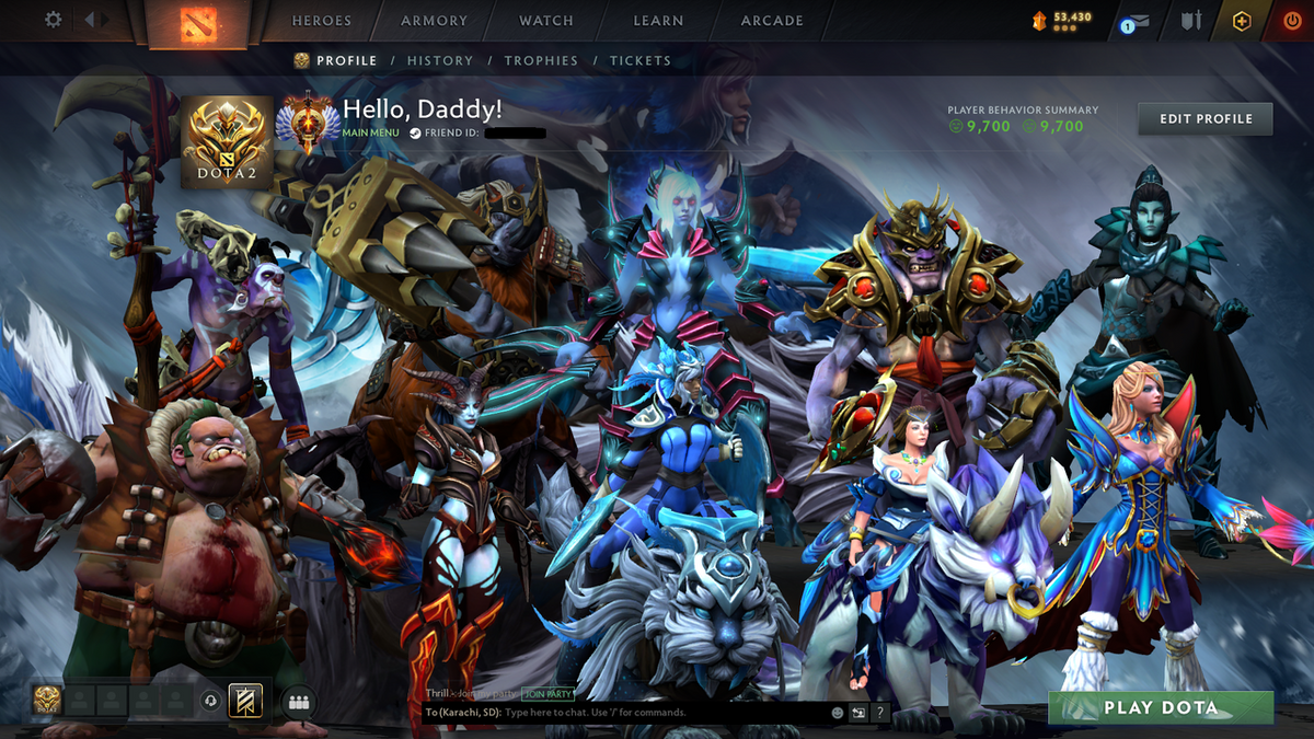 Immortal | MMR: 7034 - Behavior: 9700 | Many Sets inside | Full Access | Mainpool | Trophy Level: 91