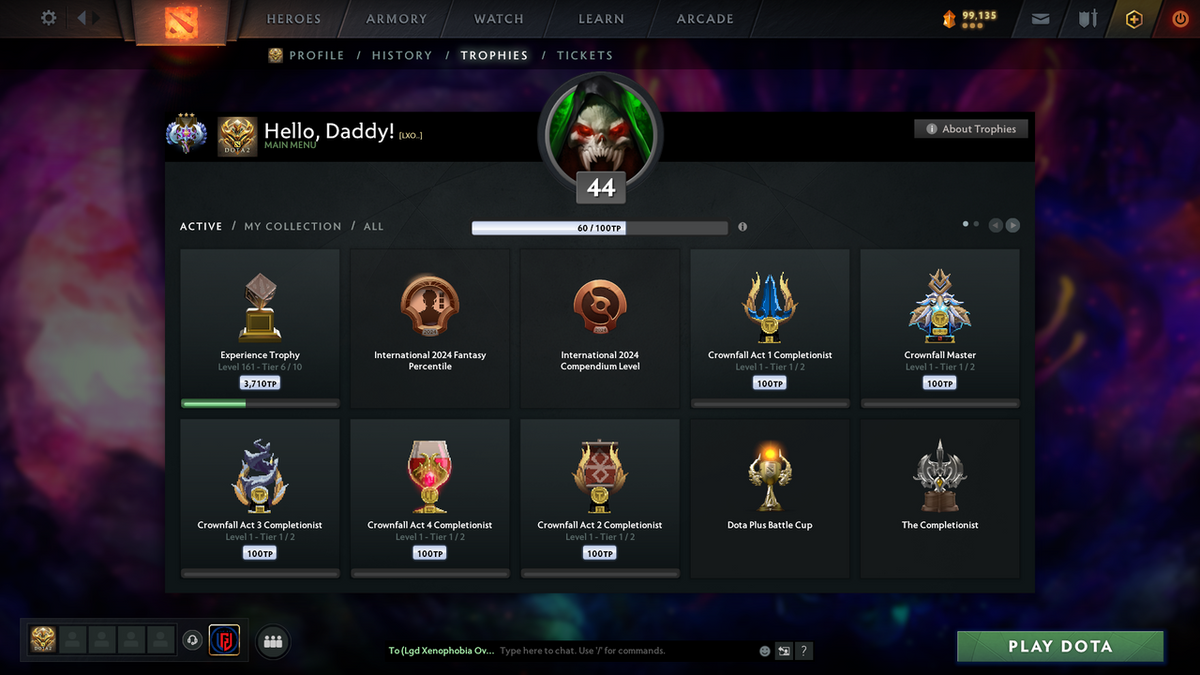 Ancient III | MMR 4100 | Behavior 11953 | Phantom Assassin Arcana | Fully Stacked with Immortals and Exclusive Sets | Full Access | Trophy Level: 161