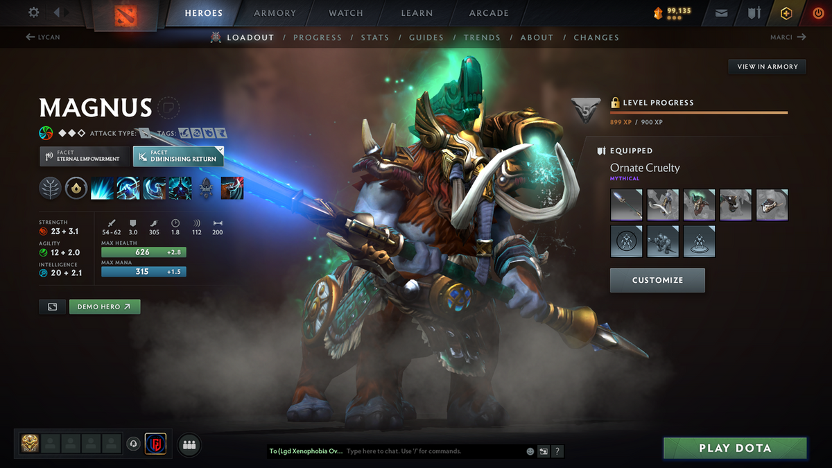 Ancient III | MMR 4100 | Behavior 11953 | Phantom Assassin Arcana | Fully Stacked with Immortals and Exclusive Sets | Full Access | Trophy Level: 161