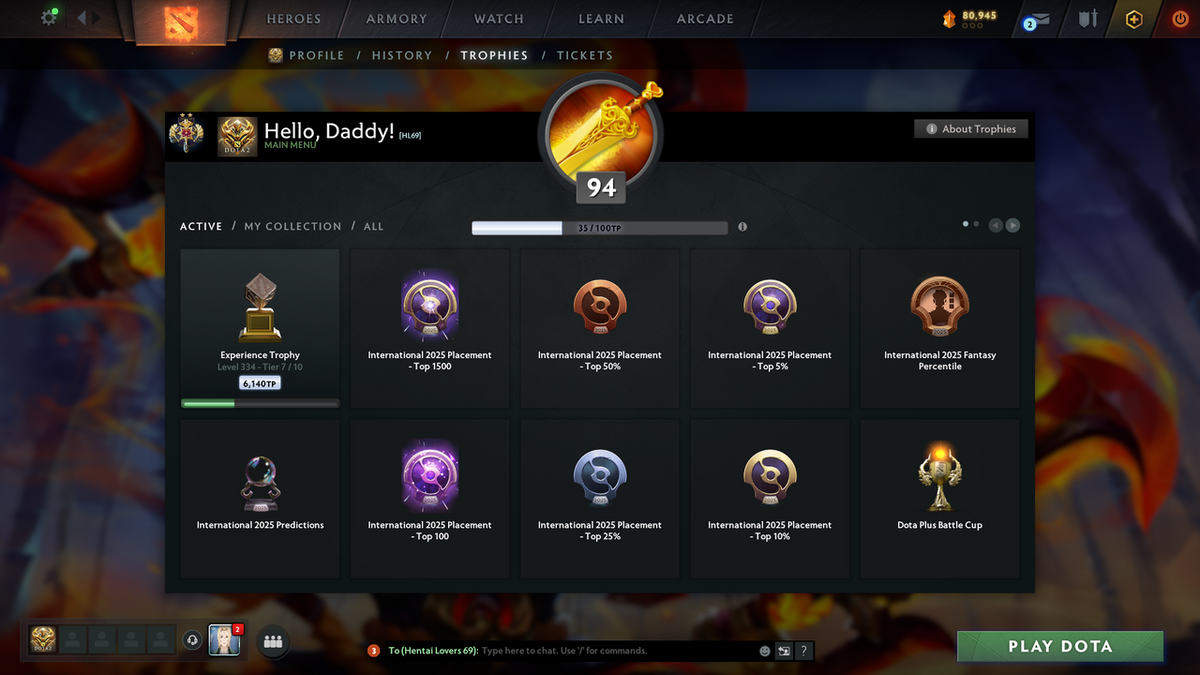 Legend II | MMR: 3084 - Behavior: 11752 | Battlepass: TI10, Nemestice | Arcanas - Spectre, Wraith King, Queen of Pain, Windranger, Juggernaut, Monkey King, Zeus | 5 Personas | Many Cache Sets | Trophy Level: 334 | Complete Access