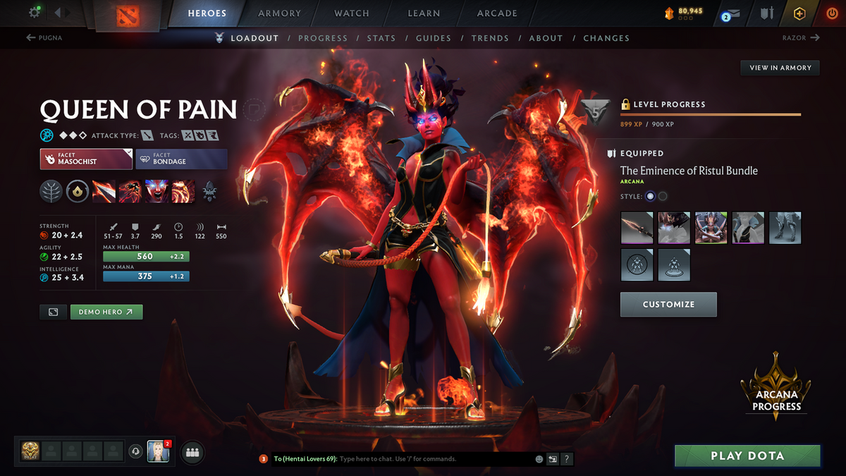 Legend II | MMR: 3084 - Behavior: 11752 | Battlepass: TI10, Nemestice | Arcanas - Spectre, Wraith King, Queen of Pain, Windranger, Juggernaut, Monkey King, Zeus | 5 Personas | Many Cache Sets | Trophy Level: 334 | Complete Access