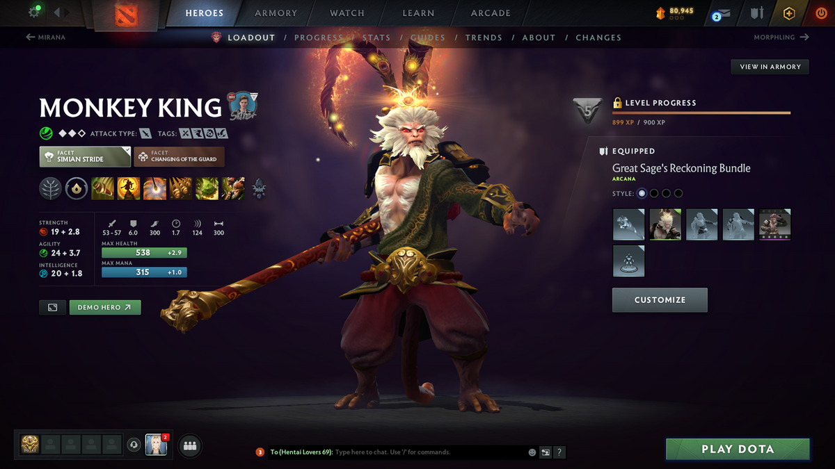 Legend II | MMR: 3084 - Behavior: 11752 | Battlepass: TI10, Nemestice | Arcanas - Spectre, Wraith King, Queen of Pain, Windranger, Juggernaut, Monkey King, Zeus | 5 Personas | Many Cache Sets | Trophy Level: 334 | Complete Access