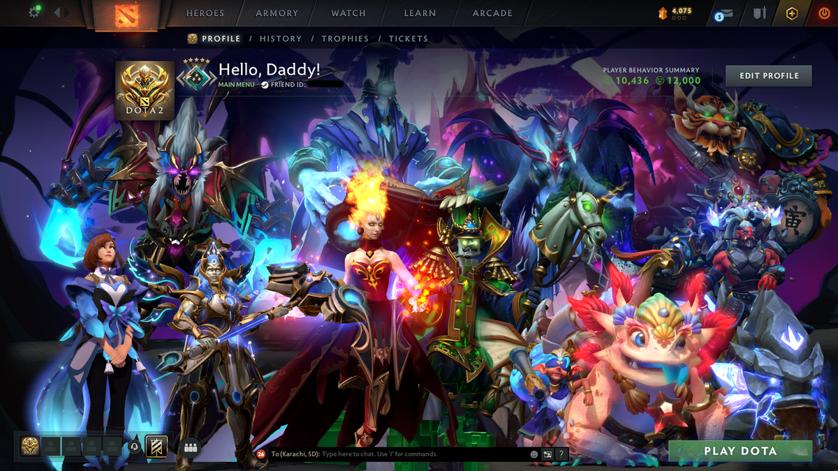 Crusader V | MMR: 2038 - Behavior Score: 12000 | 2 Arcanas: Lina & Rubick | Rare Cache Sets | Many Immortals Inside | Mainpool | Trophy Level: 253 | Full Access