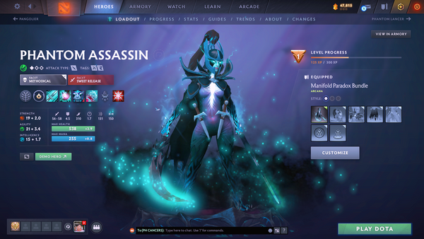 Legend I | MMR: 3108 - Behavior: 8795 | 3 Arcanas: Phantom Assassin, Legion Commander, Terrorblade | Many Cache Sets Inside | Many Immortals | Full Access | Mainpool | Trophy Level: 287+
