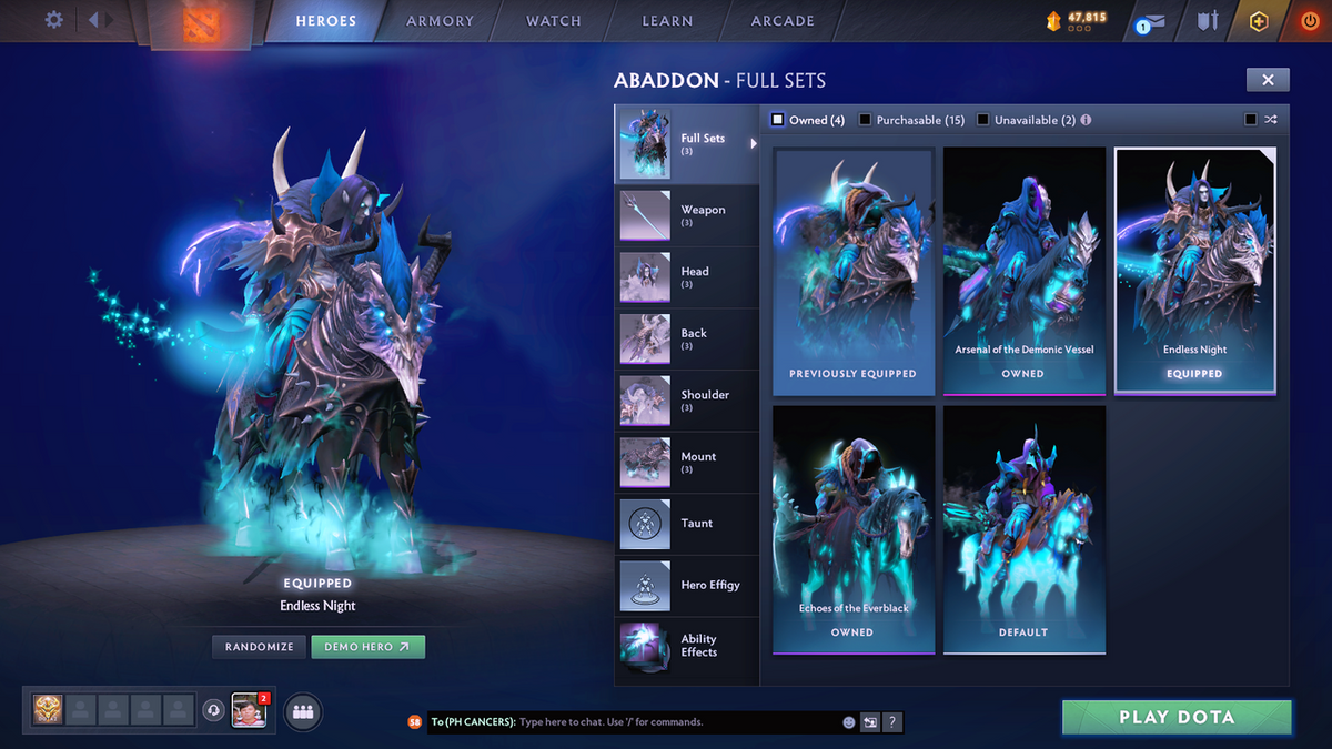 Legend I | MMR: 3108 - Behavior: 8795 | 3 Arcanas: Phantom Assassin, Legion Commander, Terrorblade | Many Cache Sets Inside | Many Immortals | Full Access | Mainpool | Trophy Level: 287+
