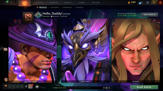 Crusader I | MMR: 1464 - Behavior: 11850 | Mainpool Account | 42 Trophy Level | Quick Find Match | Some Items Inside | Full Access