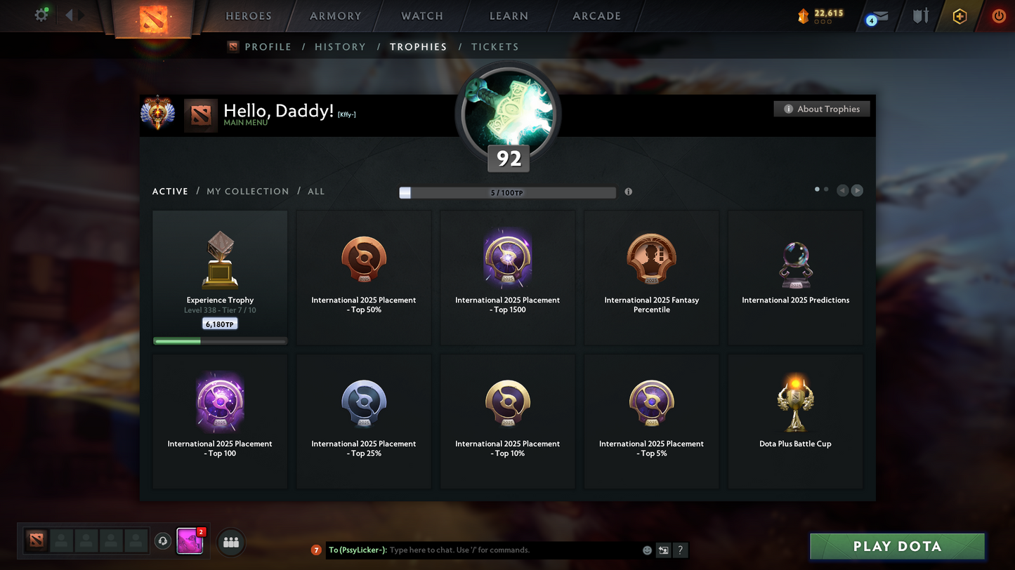 Immortal | MMR: 6726 - Behavior: 12000 | 4 Arcanas: Juggernaut, Phantom Assassin, Ogre, Techies | Many Cache Sets Inside | Many Immortals | Full Access | Mainpool | Trophy Level: 90+