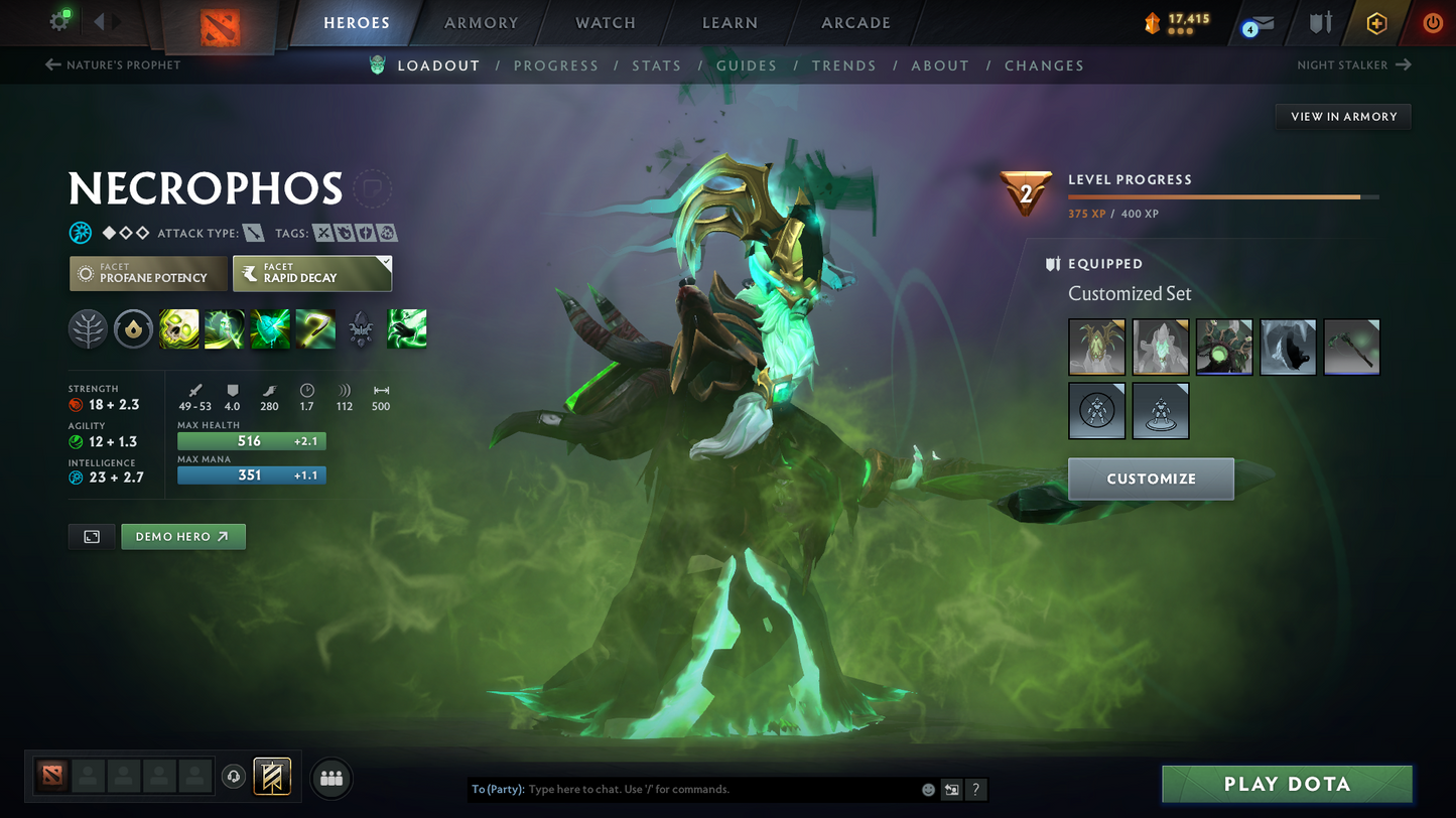 Archon III | MMR: 2537 - Behavior Score: 8786 | Shadow Fiend Arcana | Necro Immortals | Some Sets Inside | Mainpool Account | Trophy Level: 38