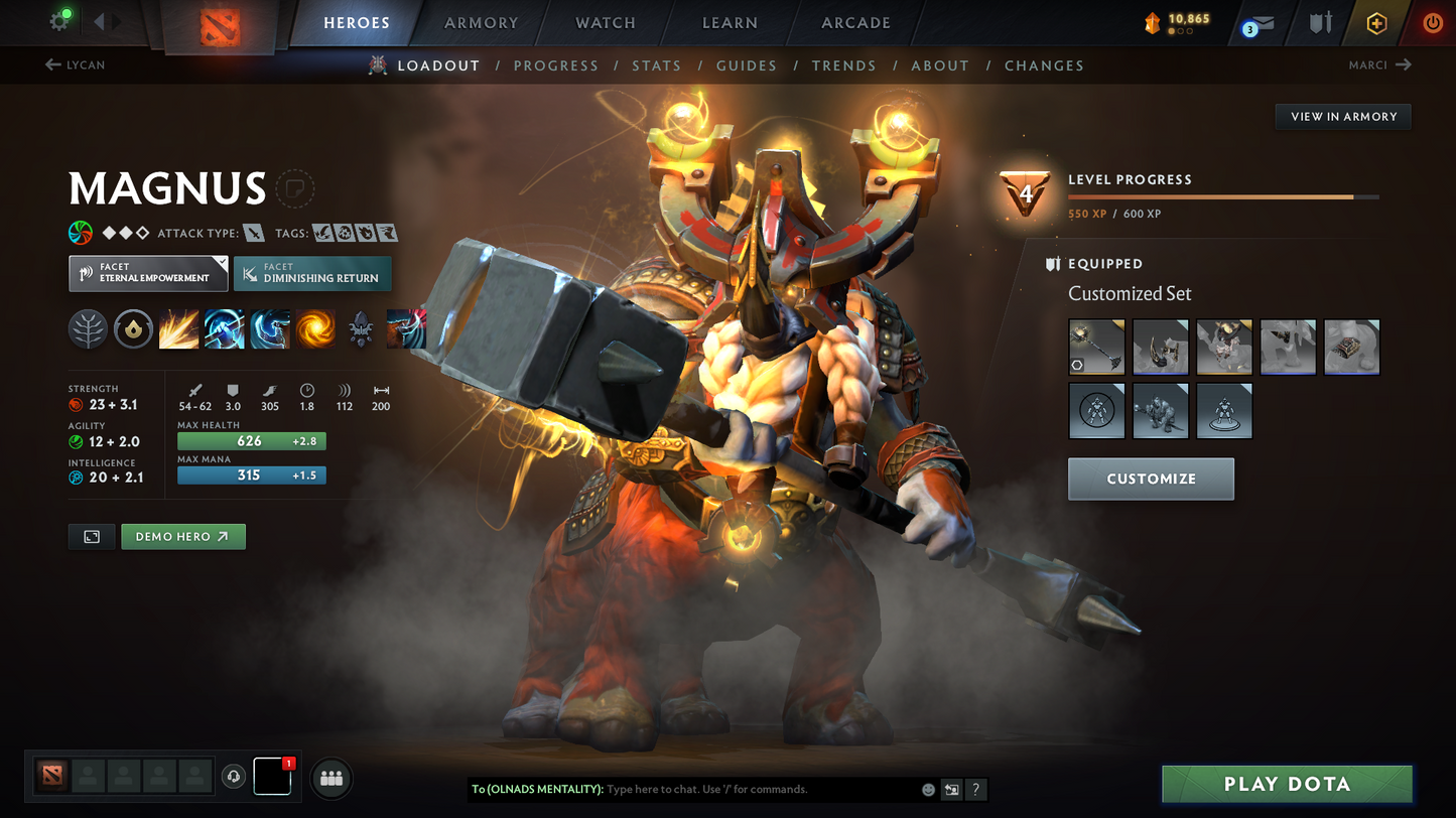 Legend I | MMR: 3074 - Behavior Score: 11970 | Shadow Fiend Arcana | Rare Cache Anti Mage | Many Immortals Inside | Mainpool | Trophy Level: 68 | Full Access