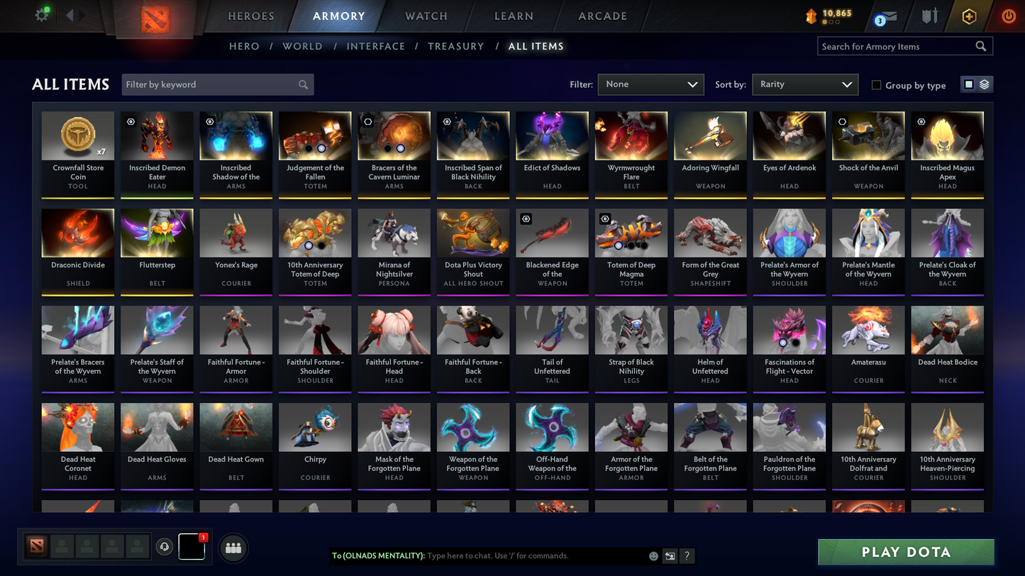 Legend I | MMR: 3074 - Behavior Score: 11970 | Shadow Fiend Arcana | Rare Cache Anti Mage | Many Immortals Inside | Mainpool | Trophy Level: 68 | Full Access