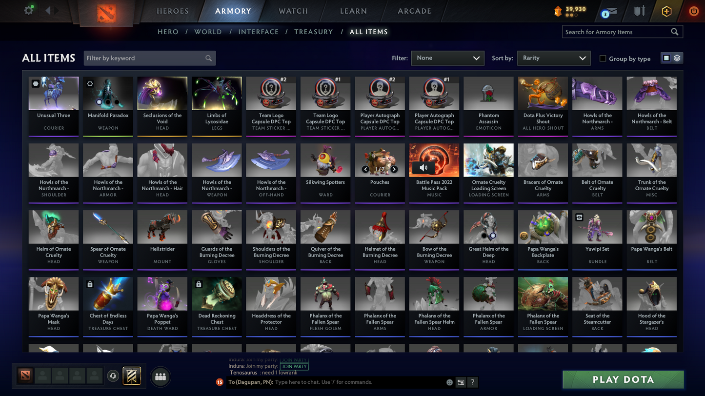 Crusader V | MMR: 2214 - Behavior Score: 8681 | Phantom Assassin Arcana | Templar Assassin and Broodmother Immortal | Full Access | Mainpool | Trophy Level: 63