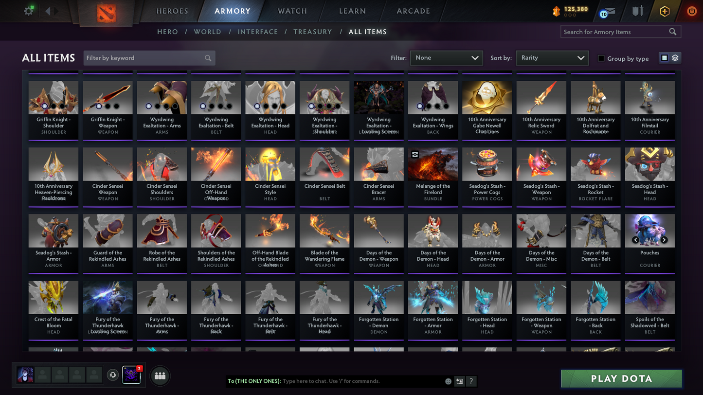 Battlepass: TI9+TI10 | Arcanas: ES, WR, WK, QOP, PA, MK | Personas: PA, INVO, PUDGE, AM | 131 Immortals | 500$+ Cache Sets | Crazy Loaded Inventory | Full Access