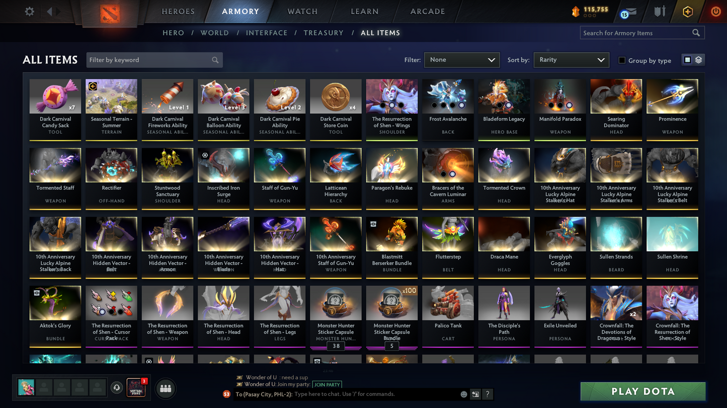 Immortal (6389) | Behavior Score: 11436 | 4 Arcanas: Vengeful, Phantom, Crystal, Jugg | PA and AM Persona | 10th Anniv | Many Immortals | Many Cache Sets | Dota Plus Subscription | Full Access