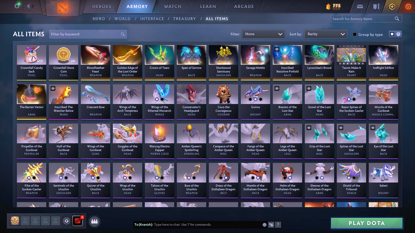 Herald V | MMR: 704 | Behavior Score: 8815 | Mainpool Account | Quick Que Time | Many Immortals, Items & Sets Inside