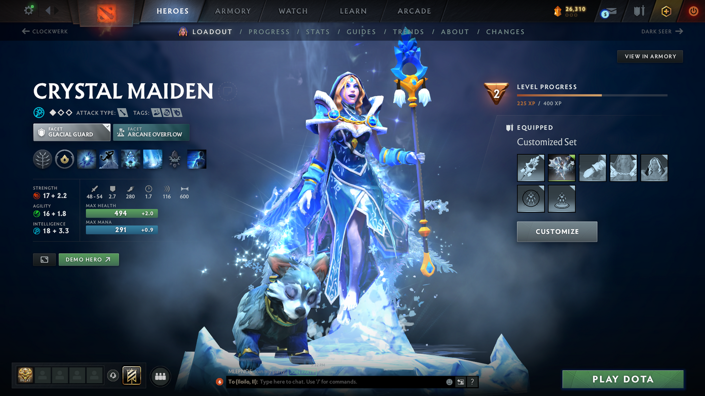 Guardian III | MMR: 1136 - Behavior Score: 12000 | 2 Arcanas: Phantom Assassin & Crystal Maiden | TI7's Reef's Edge Terrain | Many Immortals & Items Inside | Mainpool | Trophy Level: 233 | Full Access