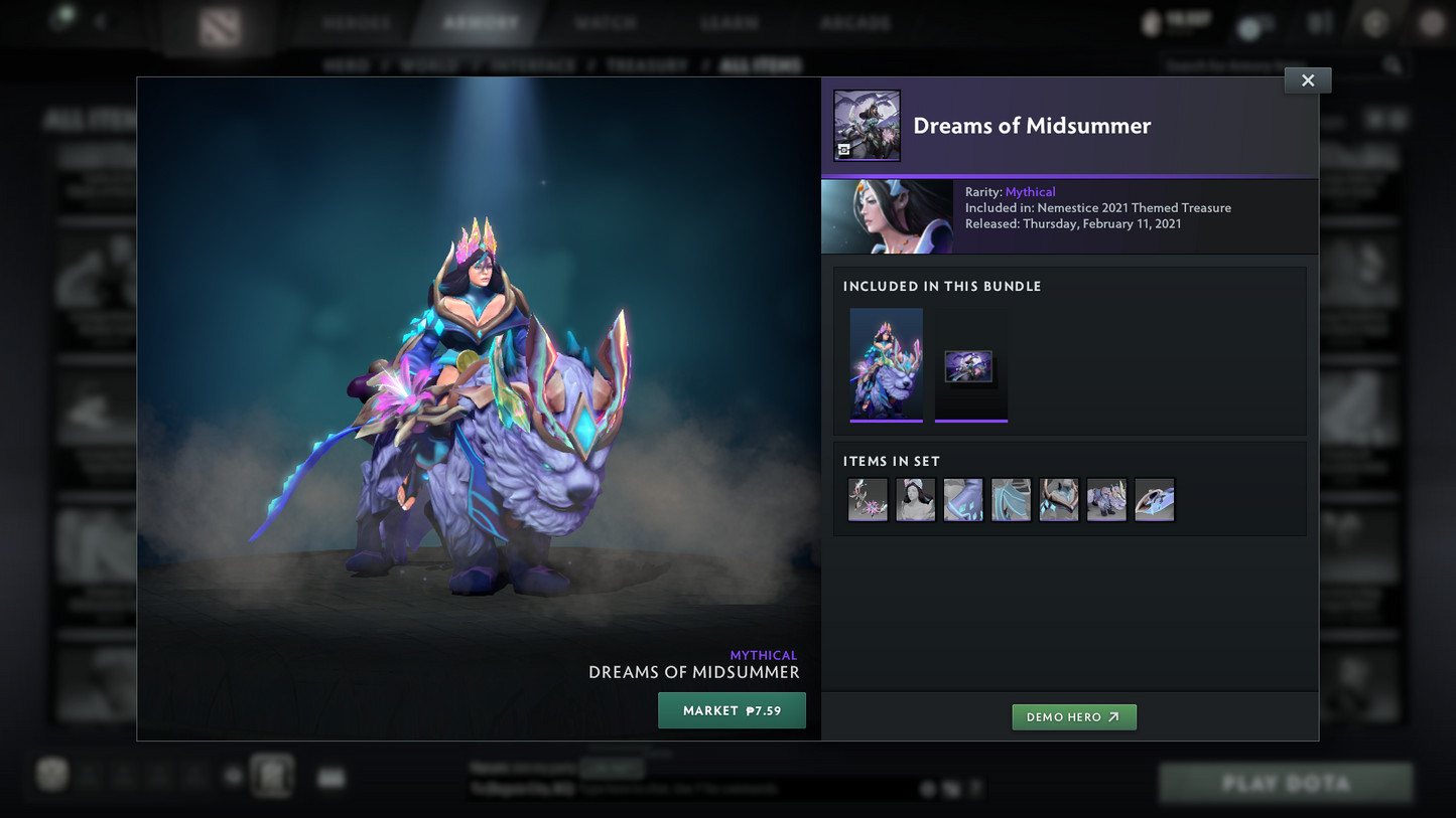 Legend I | MMR: 3130 - Behavior: 10167 | Complete Nemestice Battlepass | Arcanas: Spectre, Pudge, Shadow Fiend, Zeus | Personas: Dark Artistry Invoker, Dragon Knight, Mirana | Many Cache Sets & Items Inside | Trophy Level: 396 | Full Access