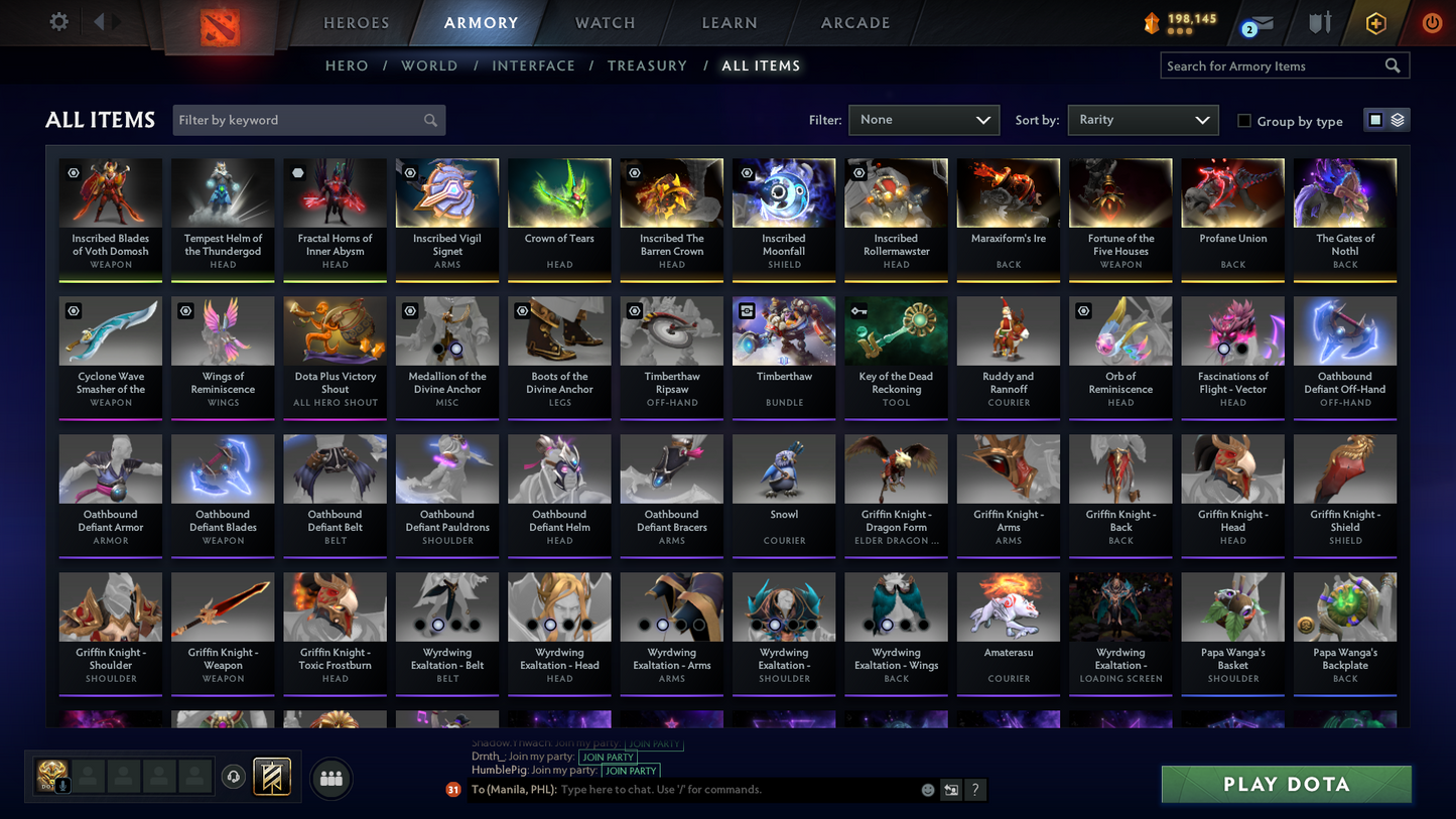 Archon V | MMR: 2936 - Behavior: 8361 | 5 Arcanas: Lina, Pudge, Shadow Fiend, Ogre Magi & Terrorblade | Complete 10th Anniversary Sets | 4336 Hours Played | Mainpool | Trophy Level: 384 | Many Exclusive Sets & Immortals Inside | Full Access