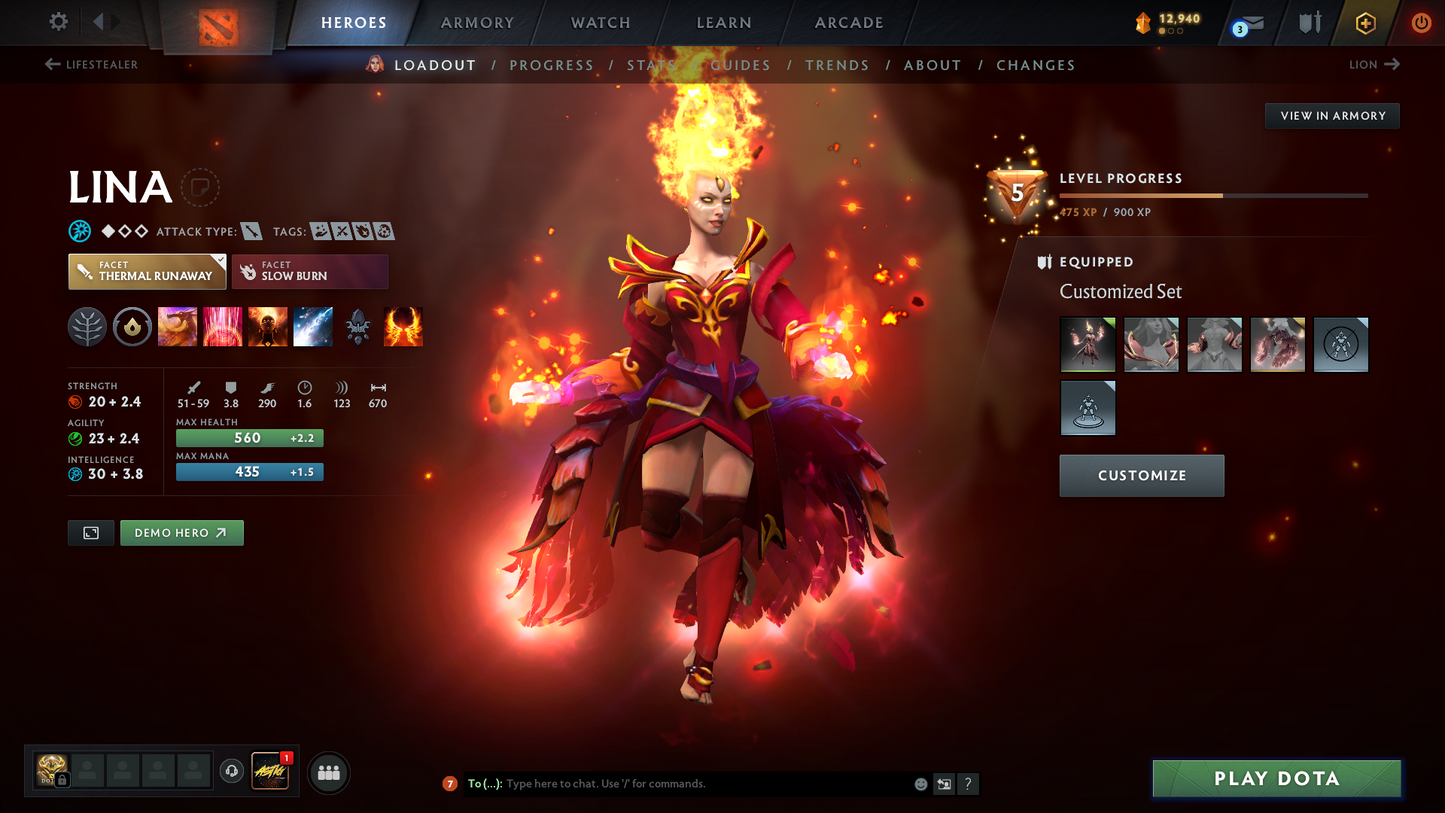 Archon V | MMR: 2936 - Behavior: 8361 | 5 Arcanas: Lina, Pudge, Shadow Fiend, Ogre Magi & Terrorblade | Complete 10th Anniversary Sets | 4336 Hours Played | Mainpool | Trophy Level: 384 | Many Exclusive Sets & Immortals Inside | Full Access