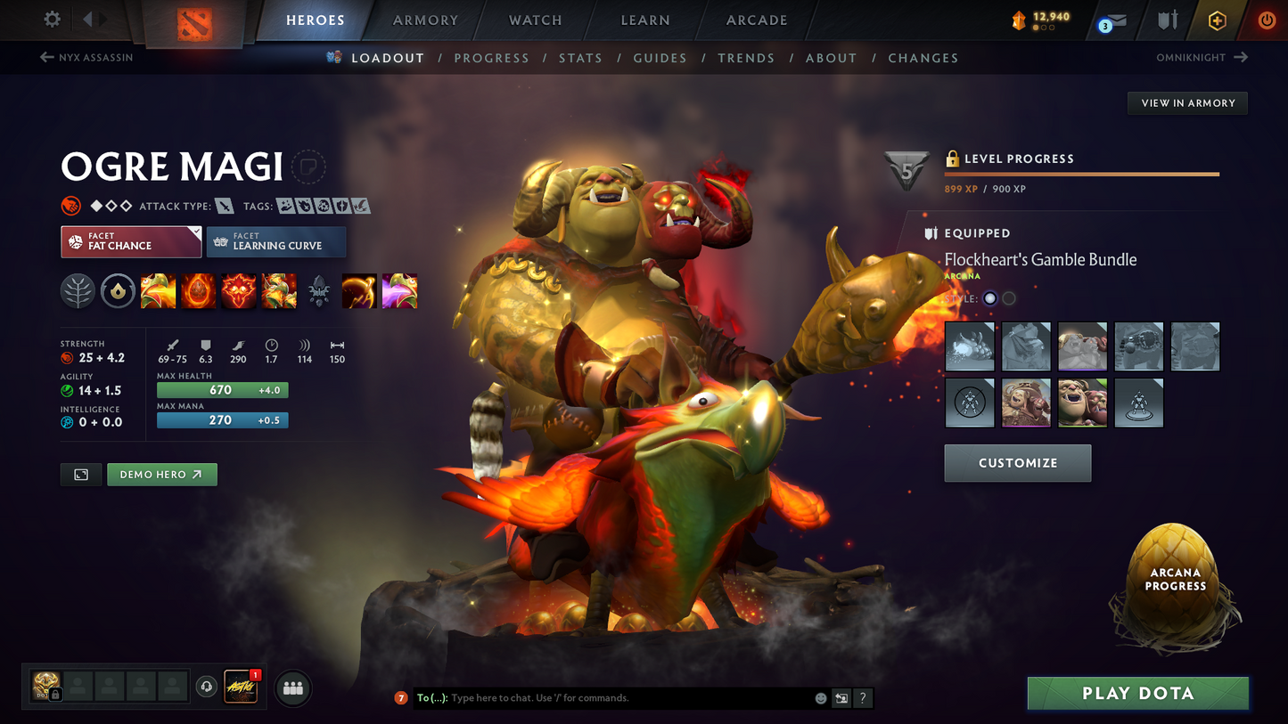 Archon V | MMR: 2936 - Behavior: 8361 | 5 Arcanas: Lina, Pudge, Shadow Fiend, Ogre Magi & Terrorblade | Complete 10th Anniversary Sets | 4336 Hours Played | Mainpool | Trophy Level: 384 | Many Exclusive Sets & Immortals Inside | Full Access