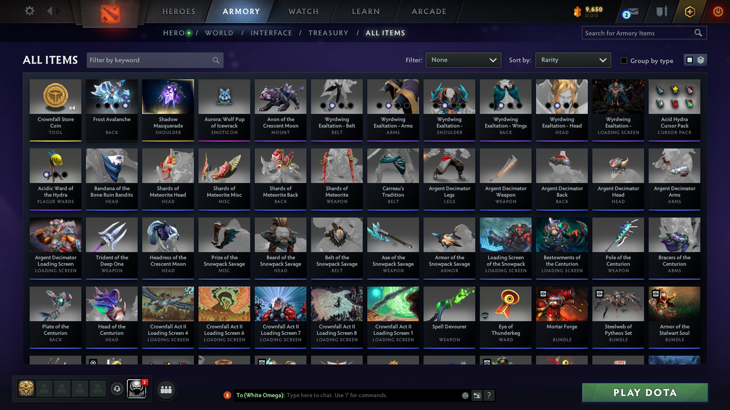 Guardian V | MMR 1194 | Behavior 9416 | x31 MMR DD TOKENS | Crystal Maiden Arcana | Fully Stacked with Exclusive Sets | Trophy Level: 140 | Quick Find Match | Many Items Inside | Full Access