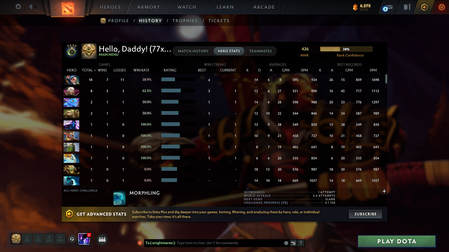 Herald IV | MMR 426 | Behavior 8598 | x77 MMR DD TOKENS | 2 Arcanas: Pudge & Crystal Maiden | Fully Stacked with Exclusive Sets & Immortals | Quick Find Match | Many Items Inside | Full Access