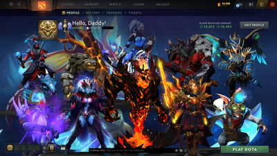 Divine I | MMR 4637 | Behavior 10483 | Hours Played 1590 | Mainpool | Shadow Fiend Arcana | Fully Stacked with Immortals and Sets | Trophy Level: 150+ | Fast Queue | Full Access