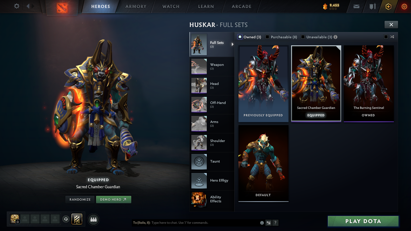 Legend I | MMR: 2466 - Behavior Score: 11650 | Shadow Fiend Arcana | Anti Mage, Phantom Assassin & Mirana Personas | Latest Cache Sets | Complete 10th Anniversary Sets | 3,241 Matches Played | Mainpool | Trophy Level: 298 | Full Access