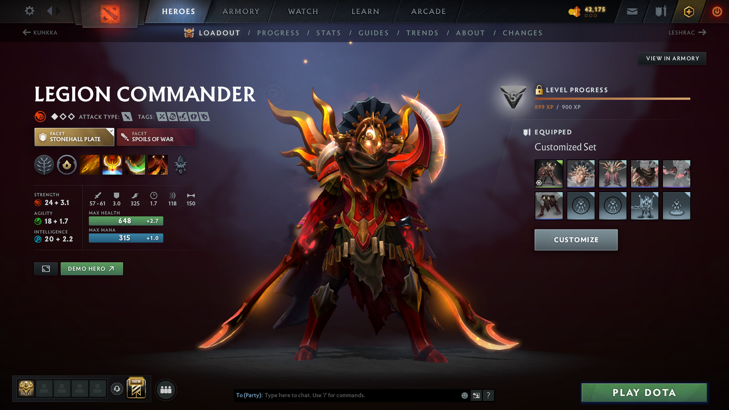 Legend III | MMR: 3346 | Behavior Score: 10283 | 3 Arcanas: Legion Commander, Juggernaut, Terrorblade | Sven's Latest Cache Set | Many Exclusive Items | Mainpool | Trophy Level: 171 | Full Access