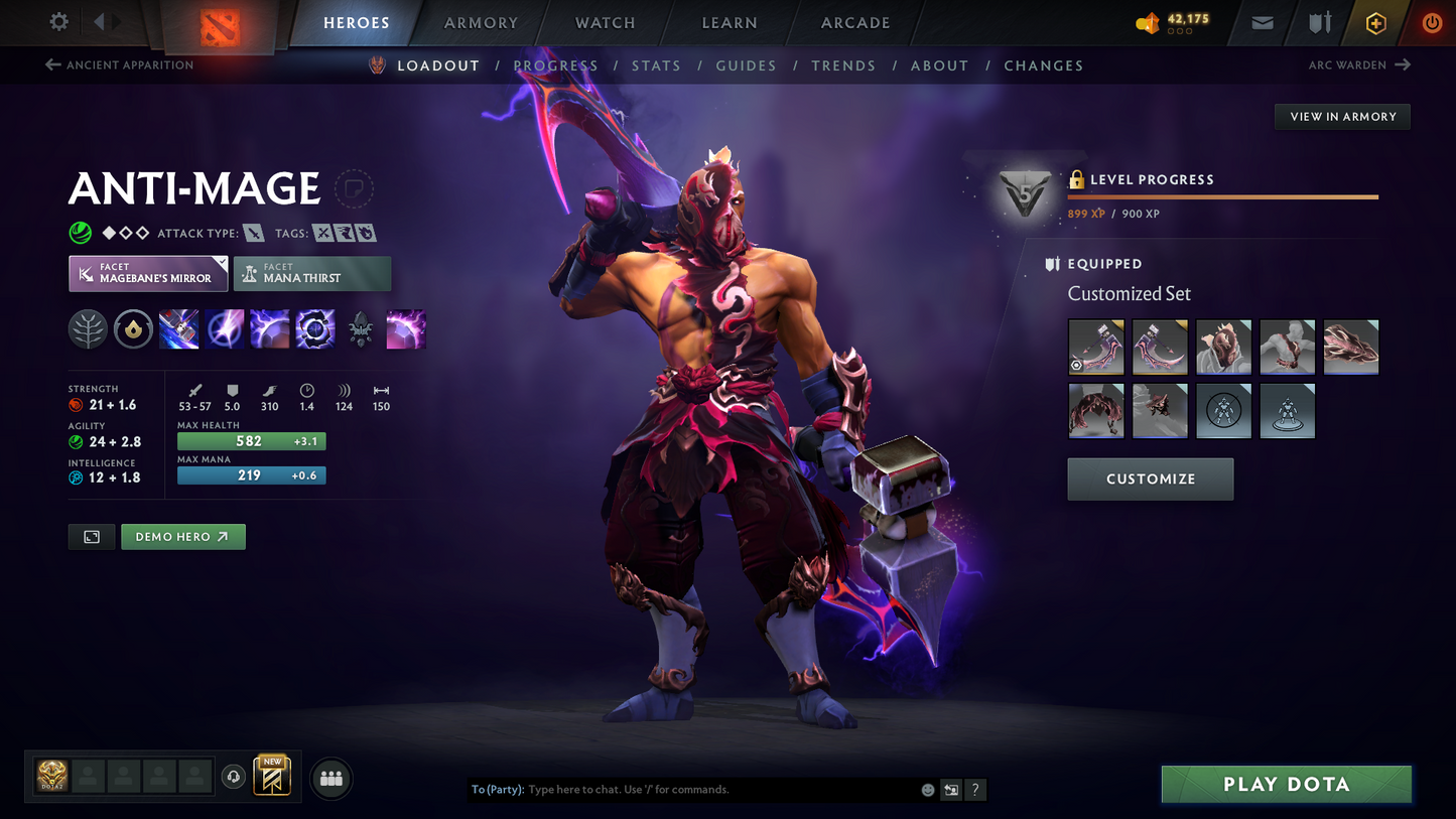 Legend III | MMR: 3346 | Behavior Score: 10283 | 3 Arcanas: Legion Commander, Juggernaut, Terrorblade | Sven's Latest Cache Set | Many Exclusive Items | Mainpool | Trophy Level: 171 | Full Access