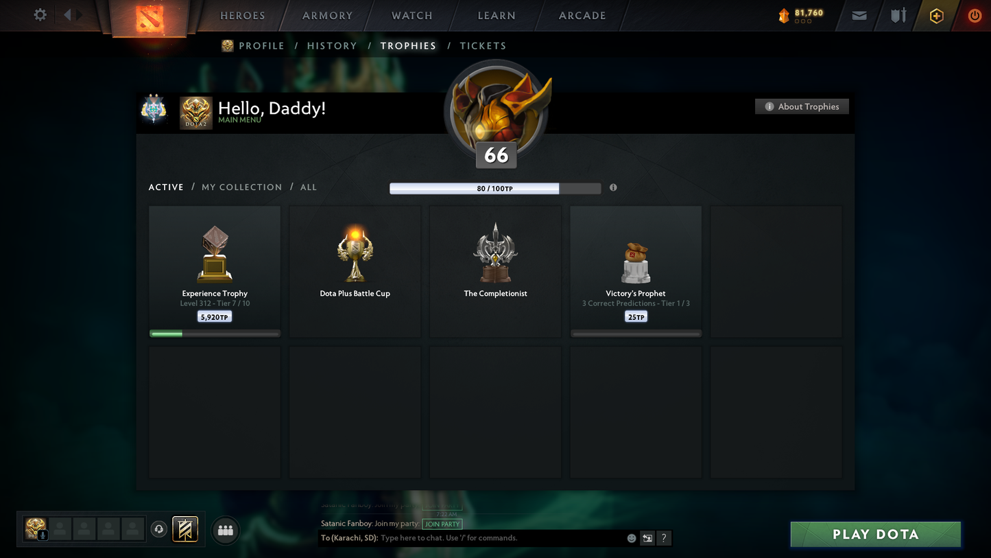 Archon II | MMR: 2476 | Behavior Score: 10535 | 2 Arcanas: Lina, Zeus | 3000 Matches Played | Many Immortals & Sets | Mainpool | Trophy Level: 312 | Full Access
