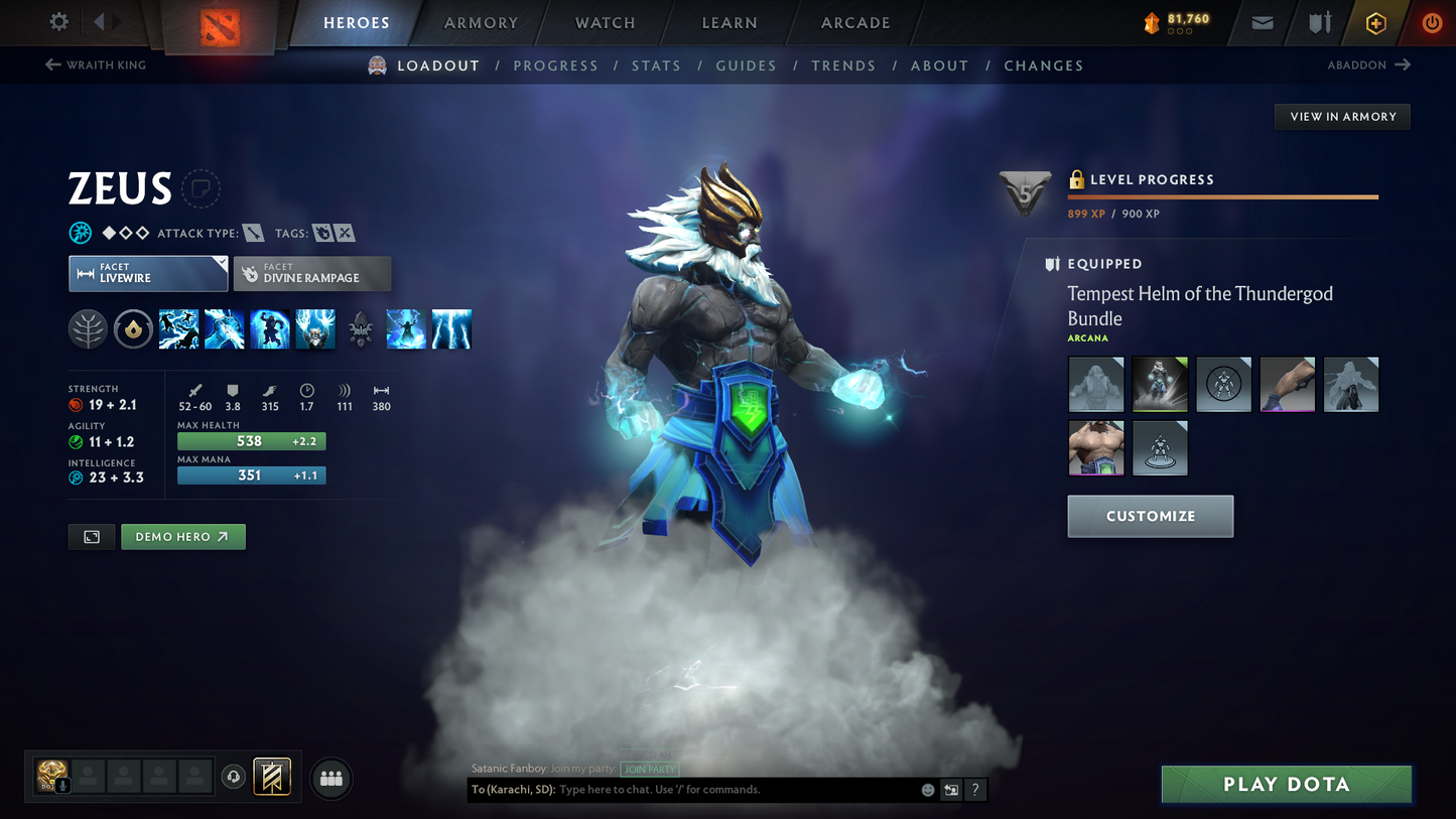 Archon II | MMR: 2476 | Behavior Score: 10535 | 2 Arcanas: Lina, Zeus | 3000 Matches Played | Many Immortals & Sets | Mainpool | Trophy Level: 312 | Full Access
