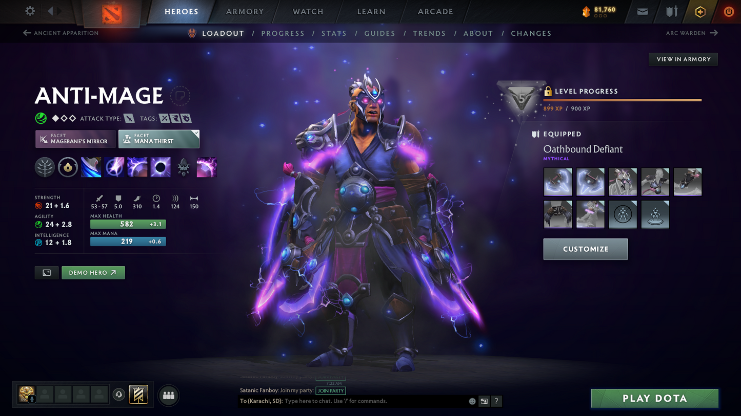Archon II | MMR: 2476 | Behavior Score: 10535 | 2 Arcanas: Lina, Zeus | 3000 Matches Played | Many Immortals & Sets | Mainpool | Trophy Level: 312 | Full Access