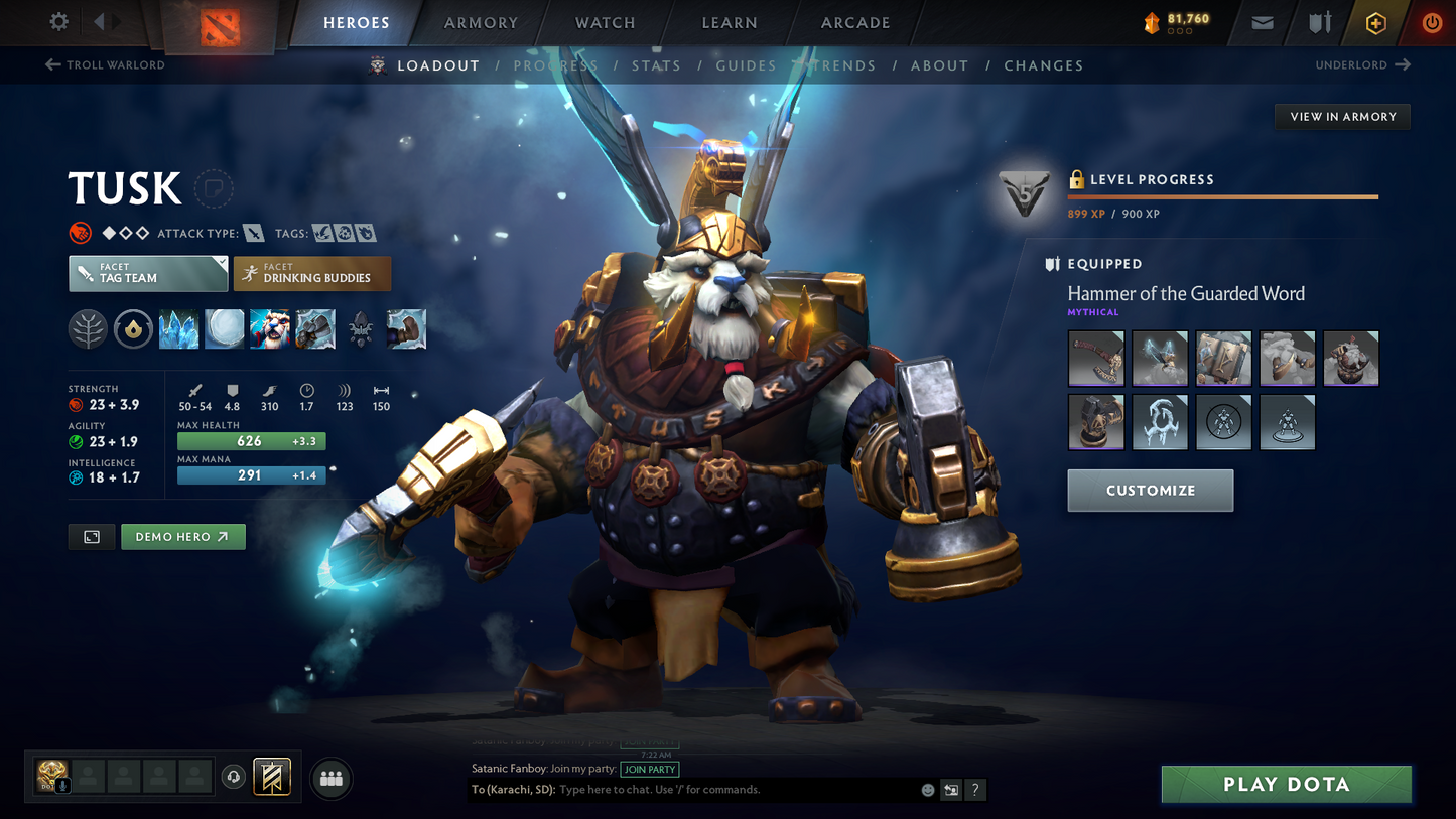 Archon II | MMR: 2476 | Behavior Score: 10535 | 2 Arcanas: Lina, Zeus | 3000 Matches Played | Many Immortals & Sets | Mainpool | Trophy Level: 312 | Full Access