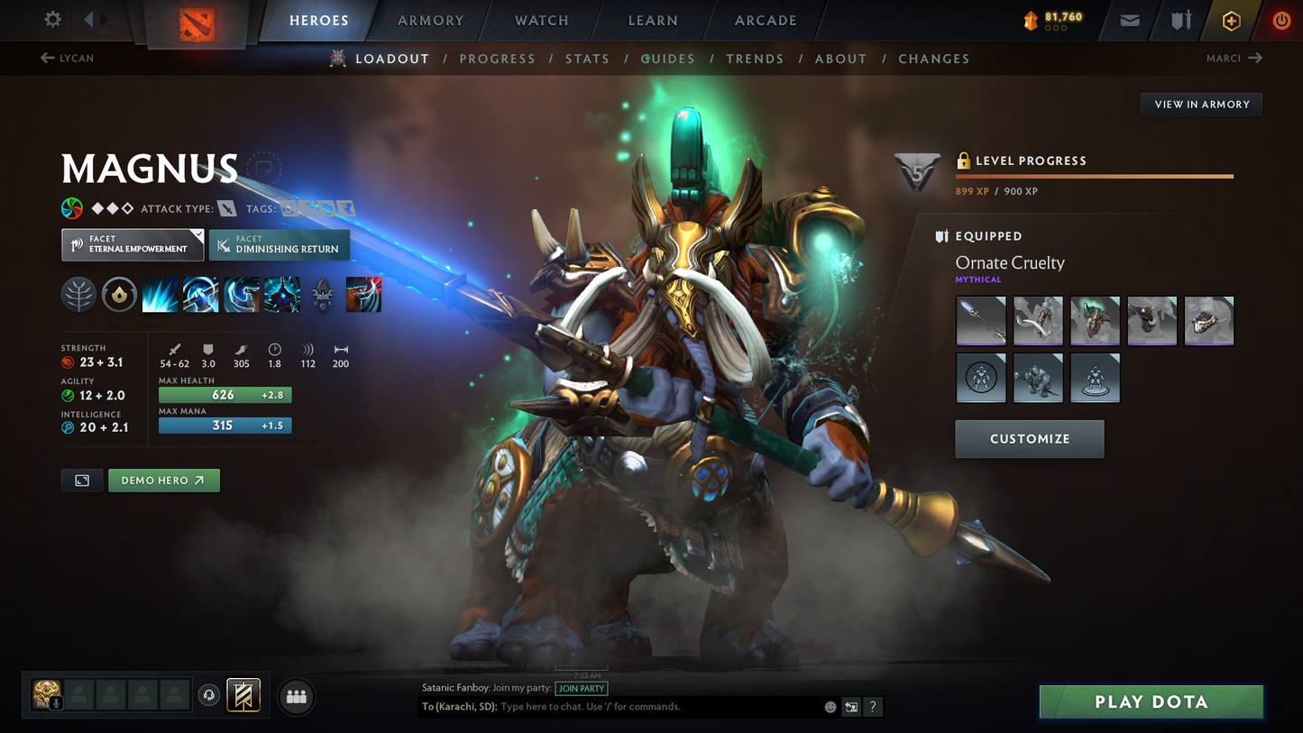Archon II | MMR: 2476 | Behavior Score: 10535 | 2 Arcanas: Lina, Zeus | 3000 Matches Played | Many Immortals & Sets | Mainpool | Trophy Level: 312 | Full Access