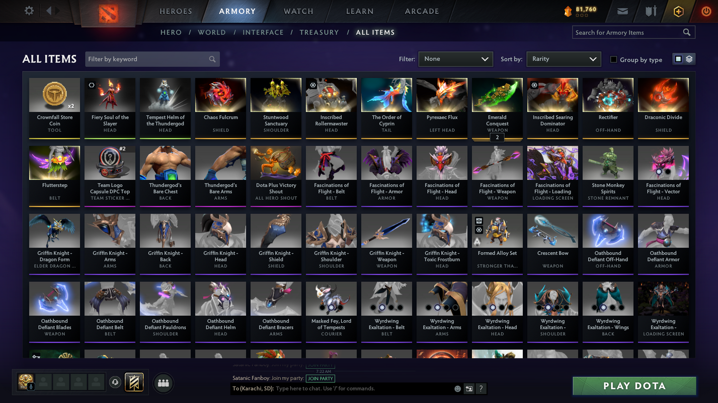 Archon II | MMR: 2476 | Behavior Score: 10535 | 2 Arcanas: Lina, Zeus | 3000 Matches Played | Many Immortals & Sets | Mainpool | Trophy Level: 312 | Full Access