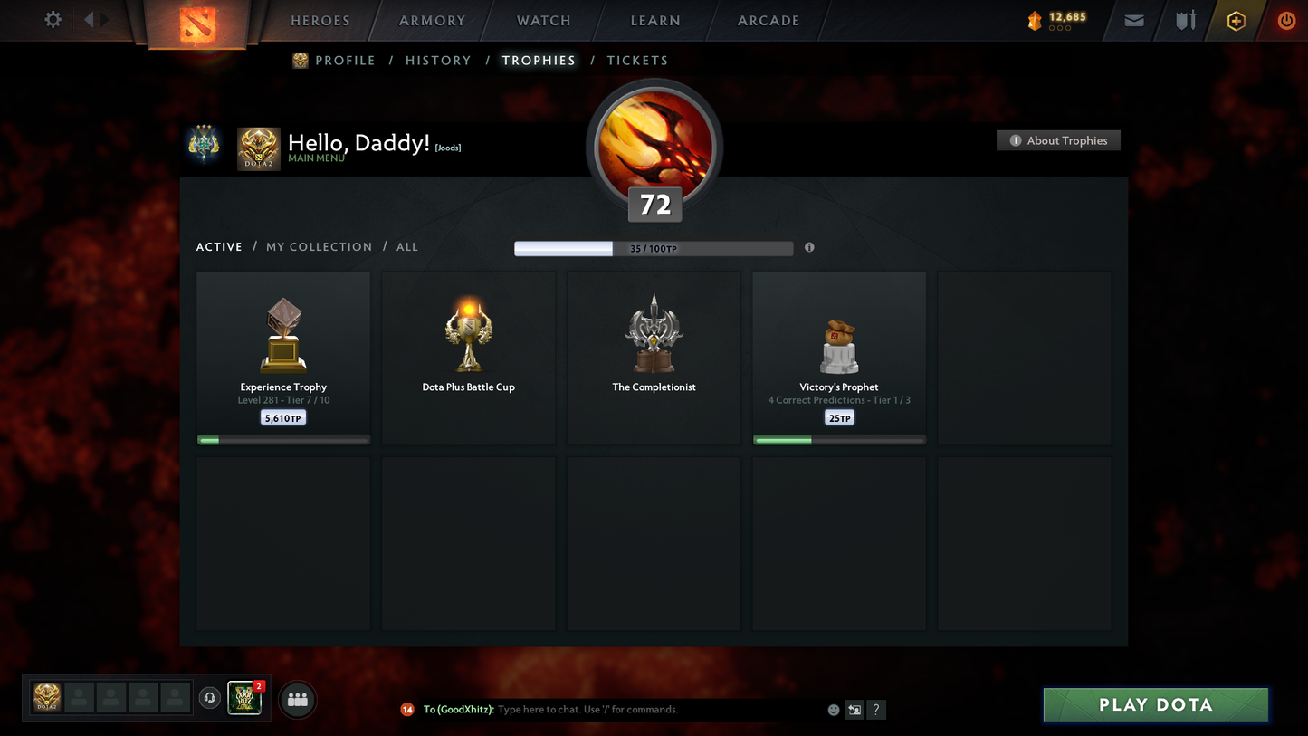 Archon II | MMR: 2476 | Behavior Score: 10535 | 2 Arcanas: Juggernaut & Ogre Magi | 2000+ Matches Played | Many Immortals & Sets | Mainpool | Trophy Level: 281 | Full Access