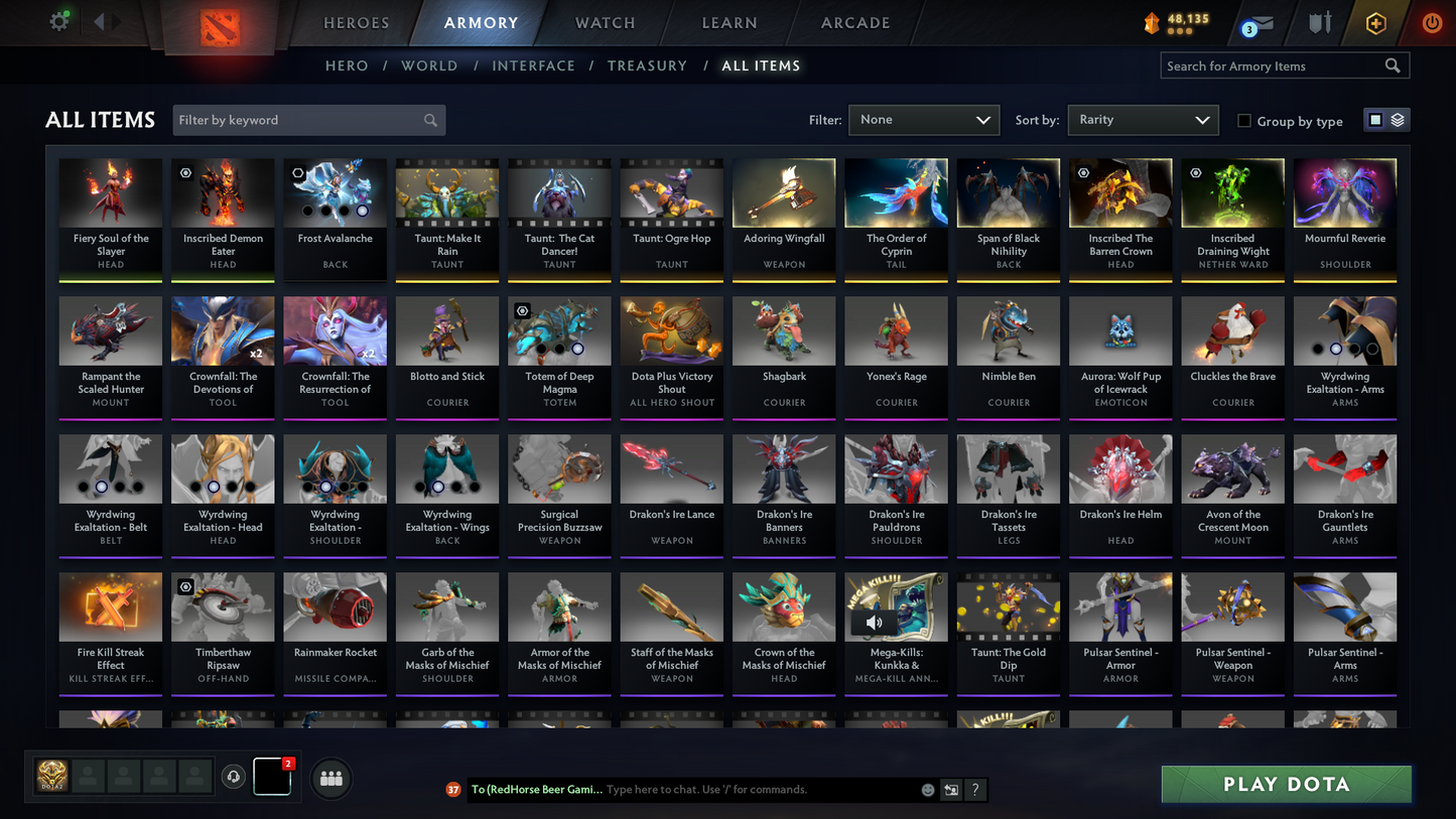 Divine II | MMR: 4713 | Conduct: 11403 | 3 Arcanas: Shadow Fiend, Crystal Maiden & Lina | 2,000+ Matches | Mainpool | Fully Stacked with Sets & Items