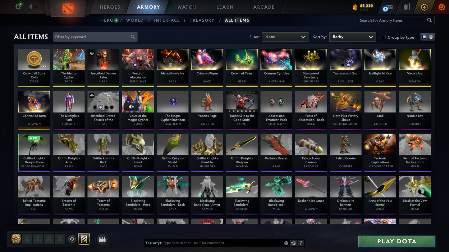 Immortal | MMR: 6034 | Behavior: 11204 | 2066 Hours Played | 3 Arcanas: SF, Rubick, Pudge | AM Persona | Fully Stacked with Items | Mainpool | High Trophy