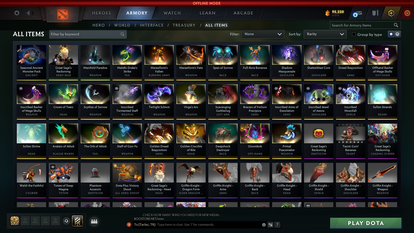 Legend II | MMR: 3304 - Behavior Score: 11992 | 2 Arcanas: Phantom Assassin & Monkey King | 3539 Hours Played | Many Immortals Inside | Mainpool | Trophy Level: 352 | Full Access