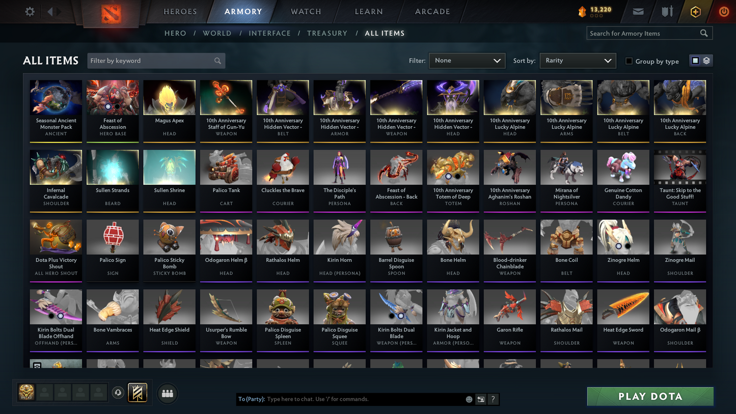 Herald V | MMR: 584 - Behavior: 9976 | Pudge Arcana | Complete 10th Anniversary Sets | Quartero's Curios Sets | Fast Queue