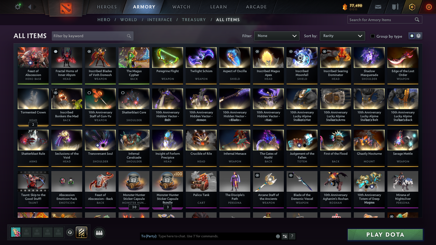 Archon III | MMR: 2577 - Behavior: 11051 | 4 Arcanas: Pudge, Legion, Rubick & Terrorblade | High Value Cache Sets & Immortals | 3000+ Hours | Mainpool | Complete Access
