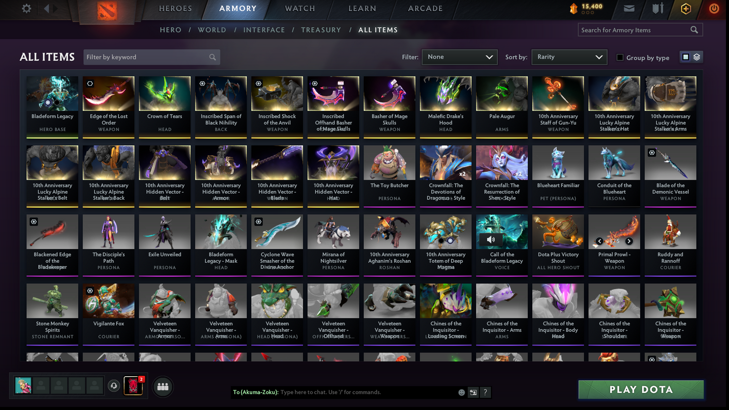 Crusader IV | MMR: 2070 - Behavior: 8194 | x93 MMR DD TOKENS | Juggernaut Arcana | 5 Personas: Pudge, AM, PA, Mirana & CM | Stacked with Rare Cache Sets & Items | 1 Month Free Dota Plus | Mainpool Fast Queue