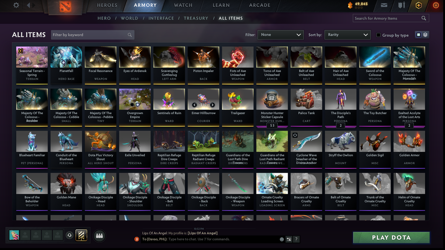 Legend I | MMR: 3027 | Battlepass: TI9 | Earthshaker Arcana | 5 Personas: PA, CM, Invoker, AM & Pudge | Axe & Tiny Prestige | Overgrown Empire Terrain | Tons of Cache Sets | 2014 Account | Complete Access