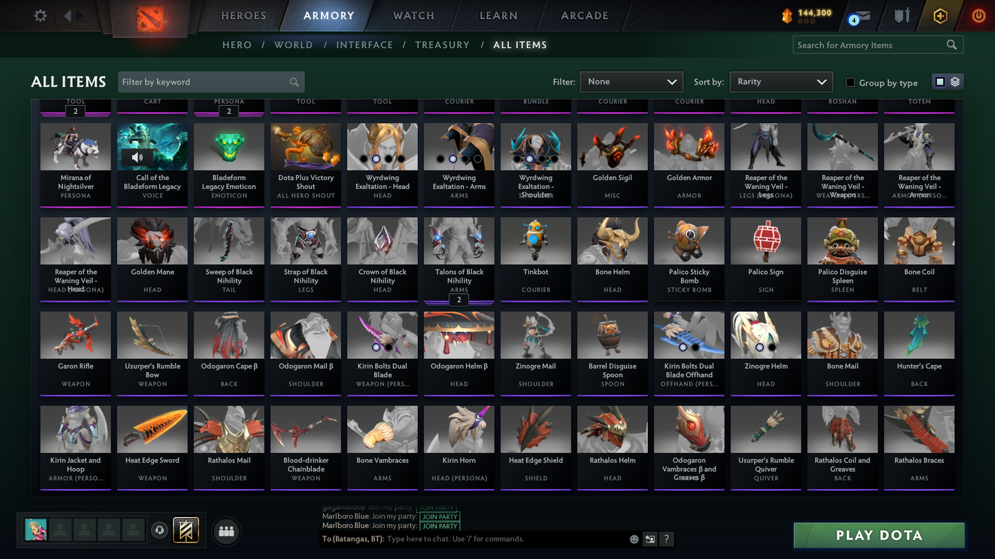 Divine V | MMR: 5249 | Behavior: 11170 | 10,700+ Matches | 2 Arcanas: Juggernaut & Legion | 2 Personas: AM & Mirana | Fully Stacked with Immortals & Items | Complete 10th Anniversary | Mainpool | 2014 Account | High Trophy Level | Full Access
