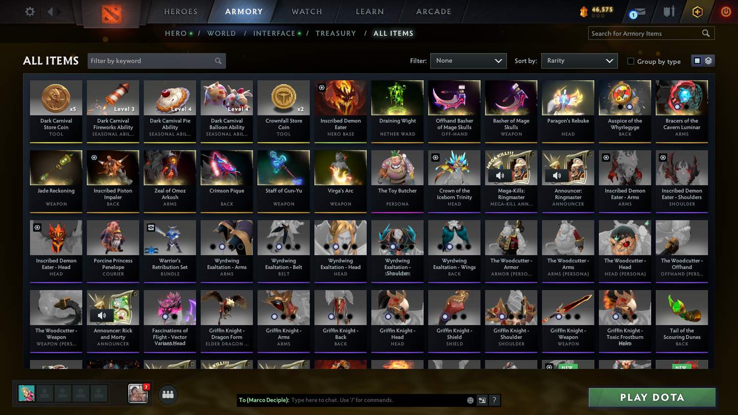 Crusader III | MMR: 1990 | Behavior: 11174 | Shadow Fiend Arcana | 1850+ Hours | Mainpool | Pudge Latest Persona | Stacked with Immortals & Items | Crownfall Sets | Anti Mage's Bashers | 2014 Account | Full Access